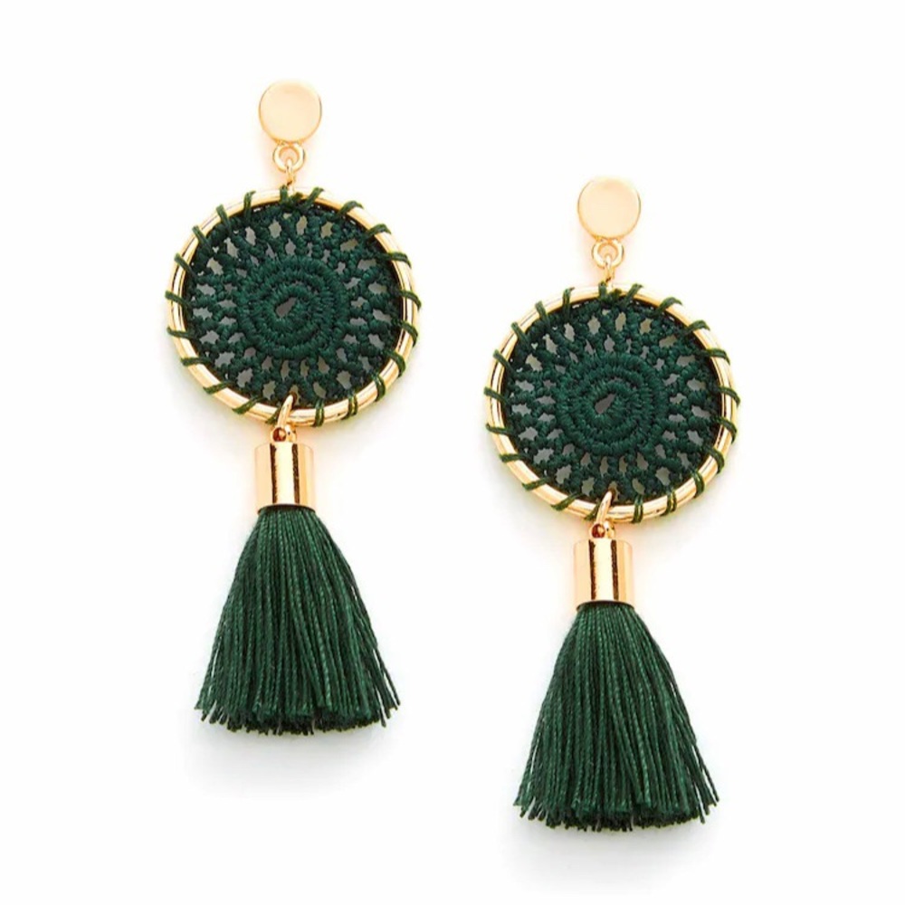 Knit Detail Tassel Drop Earrings